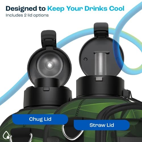 AQUAFIT 64 oz Water Bottle with Time Marker and Carrying Sleeve - BPA Free Gym Bottle