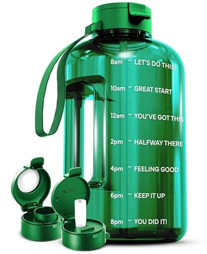 AQUAFIT 1 Gallon Time Marker Water Bottle for Gym - BPA Free Jug with Straw & Handle (Blue) — Green
