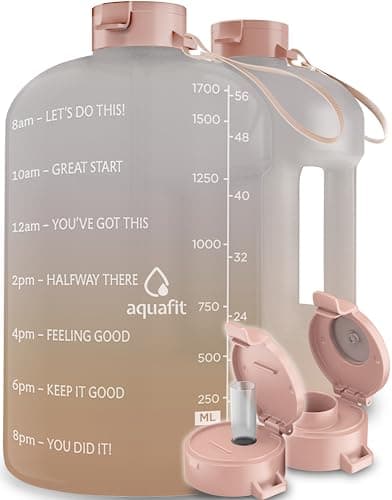 Gym Water Bottle with Time Marker and Straw - 64 oz, BPA Free - Aqua — Nude
