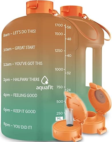 Gym Water Bottle with Time Marker and Straw - 64 oz, BPA Free - Aqua — Tropical