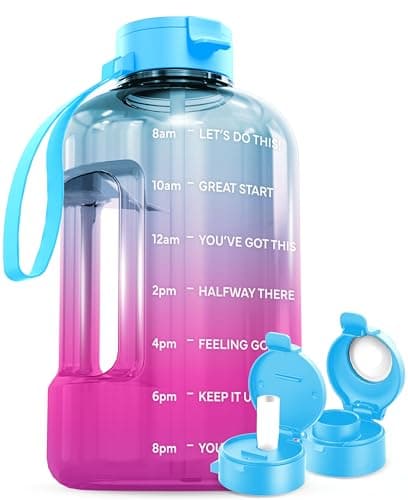 1 Gallon Water Bottle with Time Marker and Straw - BPA Free - Gym Jug for Fitness Enthusiasts (Gray) — Pink-Ice