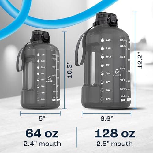 1 Gallon Water Bottle with Time Marker and Straw - BPA Free - Gym Jug for Fitness Enthusiasts (Gray)