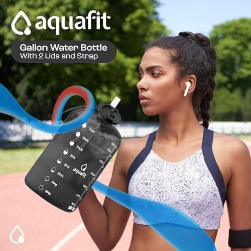 64 oz Gray Water Bottle with Time Marker - BPA Free Big Bottle with Straw - Gym Bottle with Handle - Gallon Water Jug (64 Ounces)