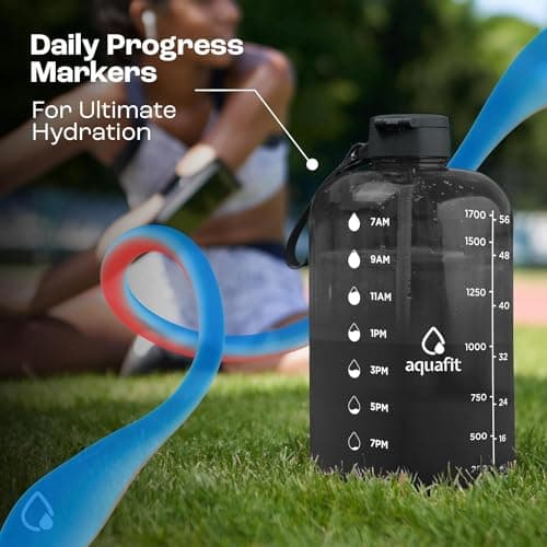 64 oz Water Bottle with Time Marker and Straw - BPA Free for Gym and Fitness